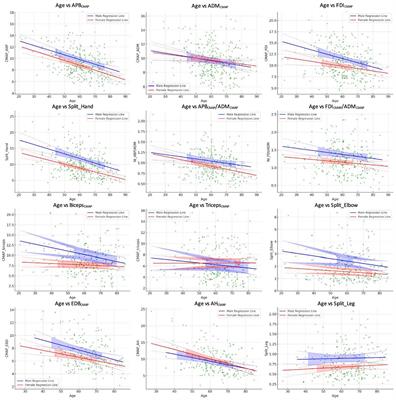 Neurophysiological indices for split phenomena: correlation with age and sex and potential implications in amyotrophic lateral sclerosis